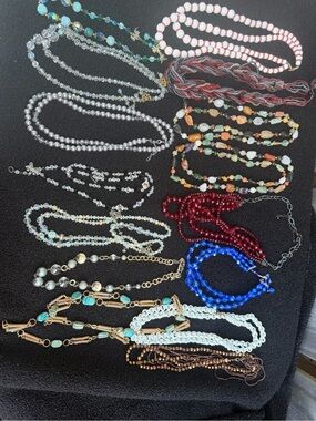 Mixed Women's Beaded Necklace Set in Blue, Red, White, Turquoise and Multi